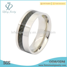 Fashion titanium steel mens band ring,black carbon fiber ring jewelry